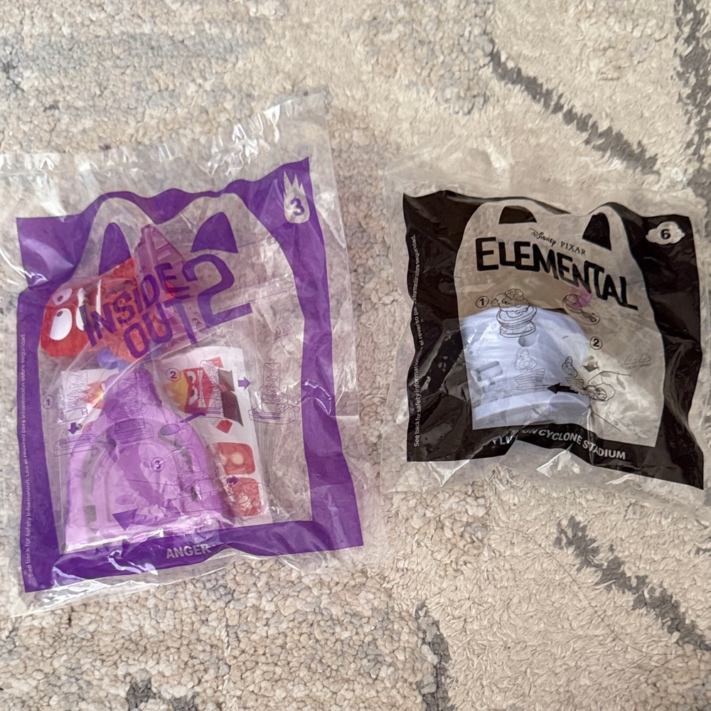 McDonald's Inside Out and Elemental Toy Set - Purple and Black